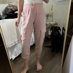 Blush pink cargo joggers